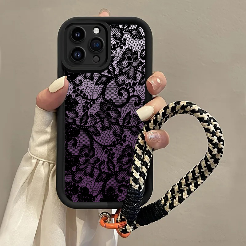 Matte Pc Case - Czarno-fioletowe etui na telefon z koronkowym